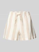 Loose fit korte broek van een mix van viscose en linnen, model 'CARO'