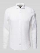 Slim fit linnen overhemd met haaikraag