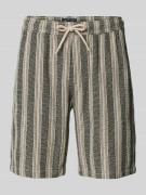 Korte regular fit broek met structuurmotief