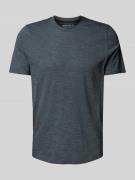 T-shirt met geribde ronde hals
