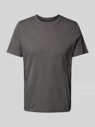 T-shirt met geribde ronde hals