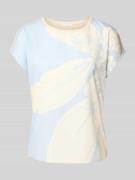 T-shirt met geribde ronde hals, model 'Samelie'