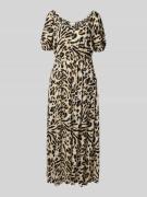 Midi-jurk van viscose met V-hals