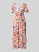 Midi-jurk van viscose met V-hals