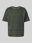 T-shirt met geribde ronde hals