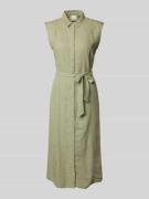 Overhemdjurk van een mix van linnen en viscose met strikceintuur