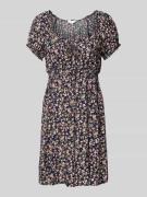 Mini-jurk van viscose met druppelvormige hals