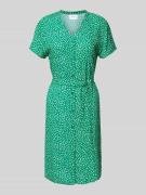 Knielange jurk van viscose met strikceintuur