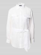 Regular fit linnen blouse met lange mouwen en strikceintuur, model 'CH...