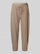 Stoffen broek met logo in band en tunnelkoord, model 'EDEN'