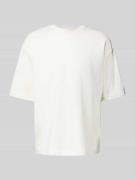 T-shirt van biologisch katoen met geribde ronde hals