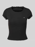 Slim fit T-shirt van een mix van katoen en elastaan