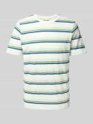 T-shirt met geribde ronde hals, model 'JAMAS'