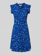 Knielange jurk van viscose met strikceintuur