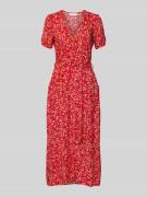 Midi-jurk van viscose met knoopsluiting en strikceintuur