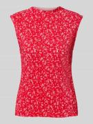 Slim fit top met crêpe afwerking, model 'FLORA'