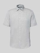 Slim fit linnen overhemd met knoopsluiting