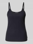 Top met bandjes in riblook met labeldetail