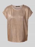 T-shirt met geribde ronde hals
