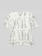 T-shirt met geribde ronde hals