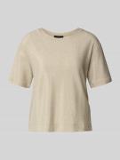 T-shirt met geribde ronde hals