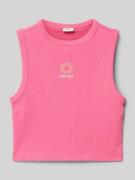 Slim fit top met katoen