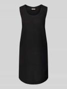 Knielange linnen jurk met ronde hals, model 'LAVA'