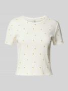 Regular fit T-shirt in riblook, model 'FENJA LIFE'