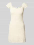 Mini-jurk met geribde, vierkante hals