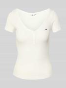 Slim fit T-shirt gebreid met wafelpatroon