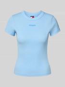 Slim fit T-shirt van ribstof