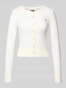 Slim fit cardigan van pointelle