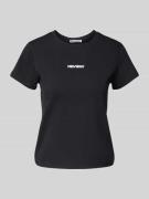 T-shirt met labelstitching en ronde hals