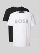 Regular fit T-shirt van katoenmix in een set van 2 stuks