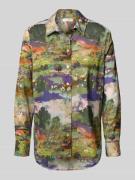 Regular fit overhemdblouse van puur katoen met afgeronde zoom