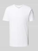 T-shirt met geribde V-hals in een set van 2 stuks