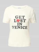 T-shirt in riblook met opschrift