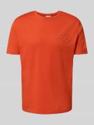 Regular fit T-shirt met labelstitching en ronde hals