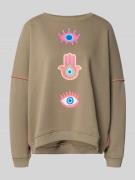 Sweatshirt met extra brede schouders en ronde hals