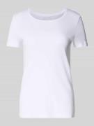 T-shirt met geribde ronde hals