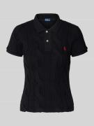 Regular fit poloshirt met kabelpatroon en logostitching