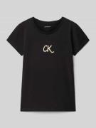 Slim fit T-shirt met logoprint en ronde hals