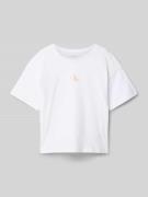 Boxy fit T-shirt met logoprint en ronde hals