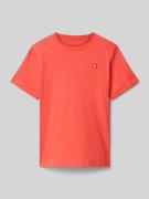 Regular fit T-shirt van puur katoen met logopatch