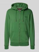 Sweatjack met kangoeroezak en labelstitching