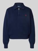 Sweatshirt met polokraag en labelstitching