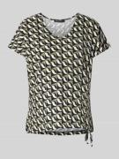T-shirt in all-over look met V-hals