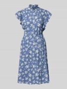 Knielange jurk met strikceintuur, model 'PRATIKA'