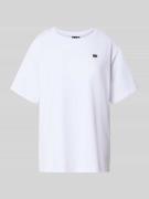 Regular fit T-shirt van katoenmix met logo-applicatie