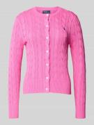 Cardigan met kabelpatroon en labelstitching